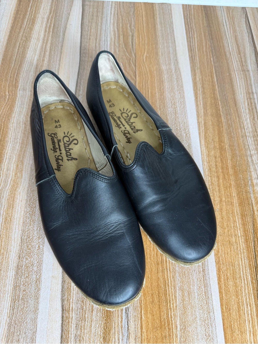 SABAH Glove Black Men's Slip-On Loafers Shoes Size 43, US 11-11.5 Leather